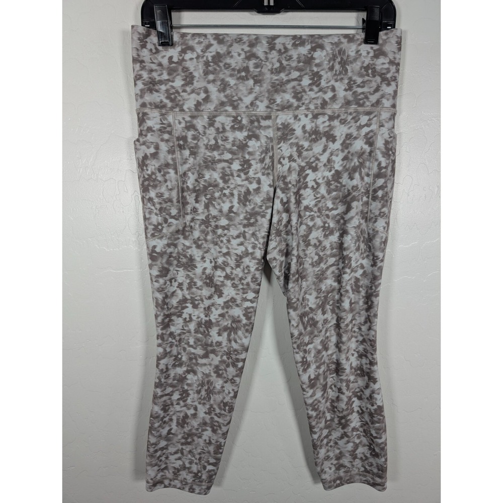 Athleta Pants Women Large Petite Brown Salutation Stash 7/8 Tight Active Capri